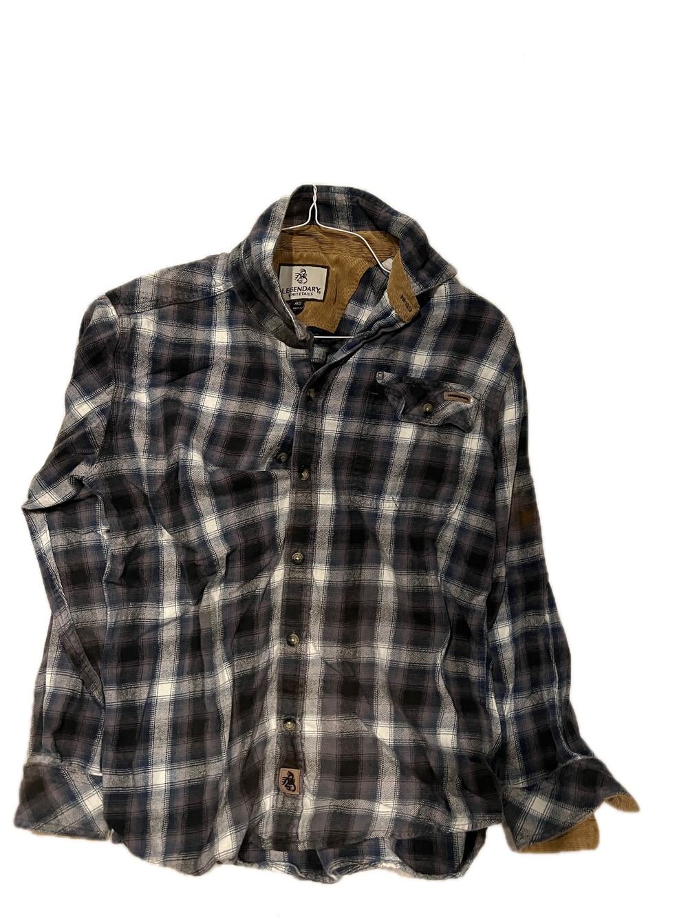 Legendary Whitetails Black White Checked Flannel Mens Med